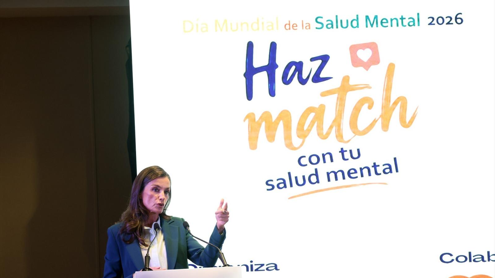 La Reina Letizia durante el acto institucional del Día Mundial de la Salud Mental 2026