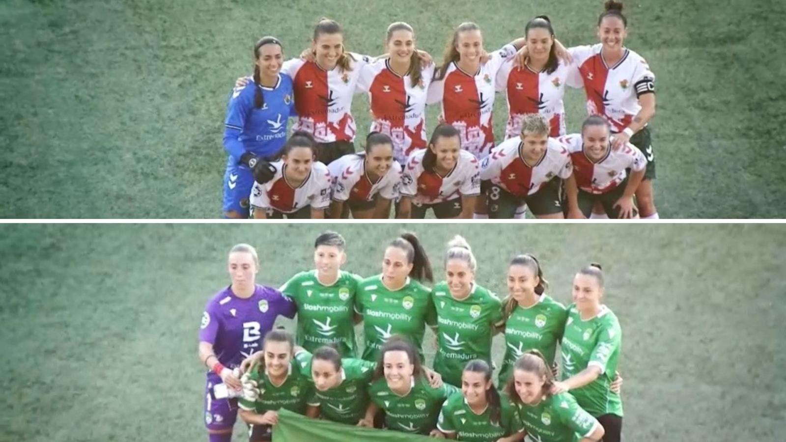 Onces iniciales del Cacereño y del Sport Extremadura en el partido que les enfrentó en la Copa de la Reina