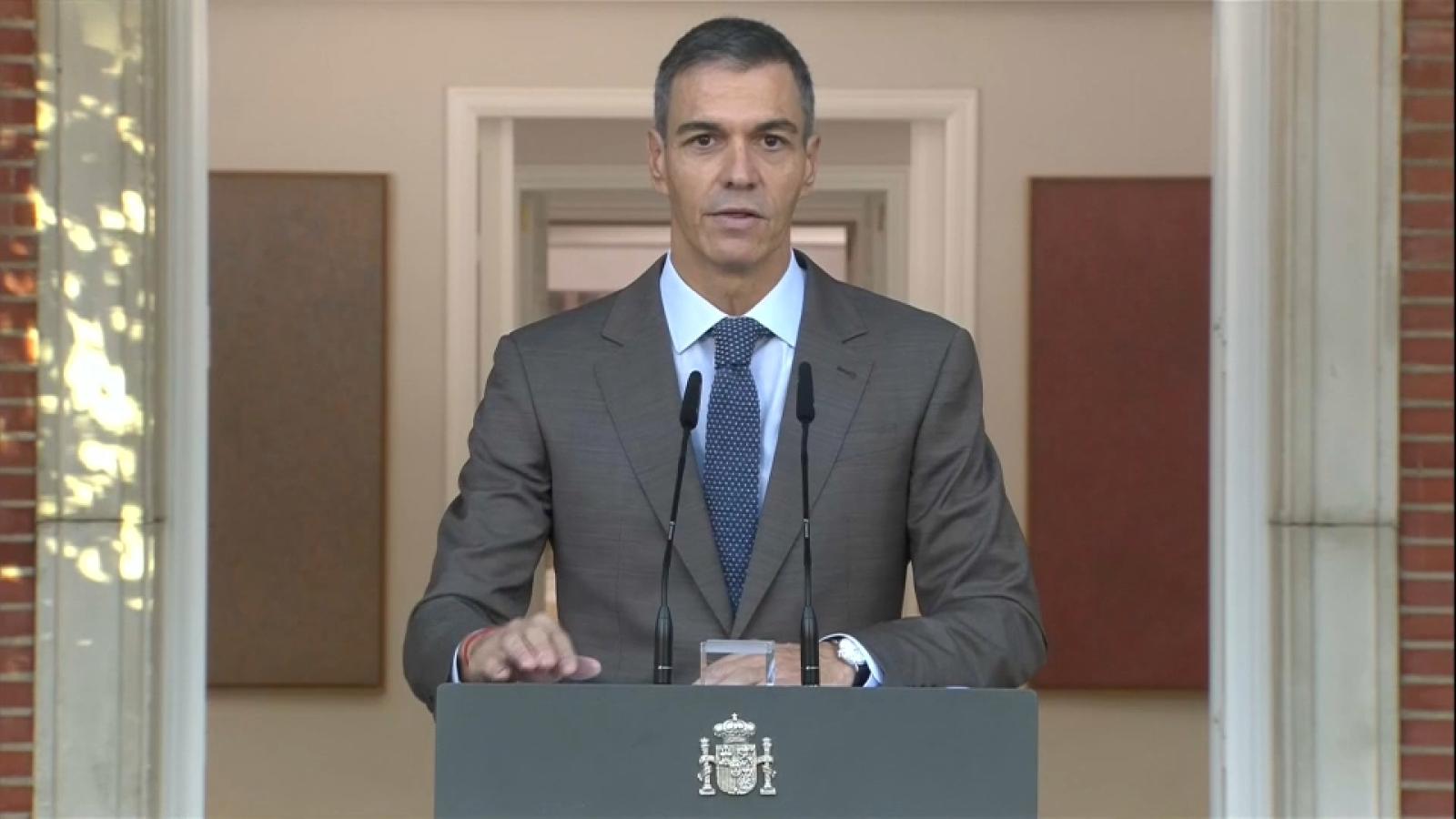 Pedro Sánchez, durante el anuncio de adelanto electoral.